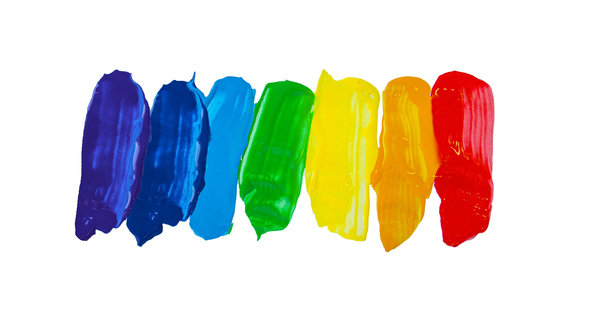 rainbow, rainbow-colored paint strokes, on a white background