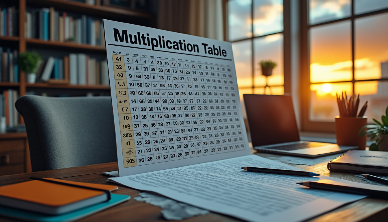 boostez votre vitesse de calcul en pratiquant chaque jour avec cette table de multiplication à remplir. idéal pour renforcer vos compétences en mathématiques rapidement et efficacement.