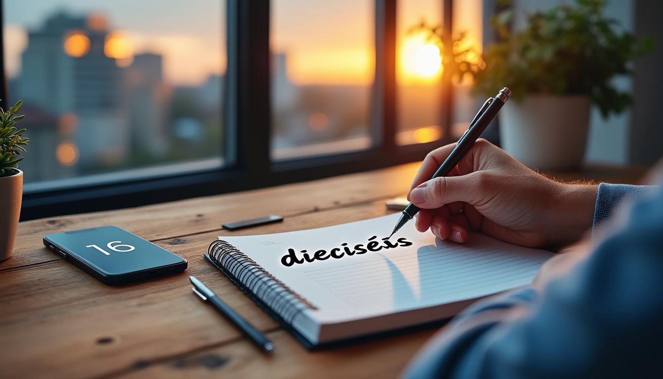 apprenez à écrire et utiliser le chiffre 16 en espagnol dans la vie de tous les jours grâce à notre guide simple et pratique.