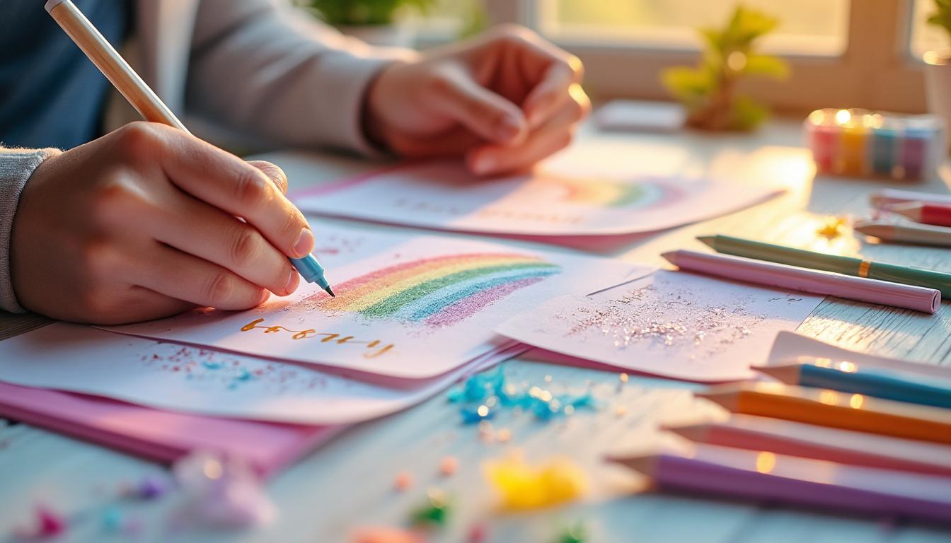découvrez comment créer des invitations uniques et colorées pour une fête d'enfants sur le thème arc-en-ciel pastel, alliant douceur et originalité pour un événement mémorable.