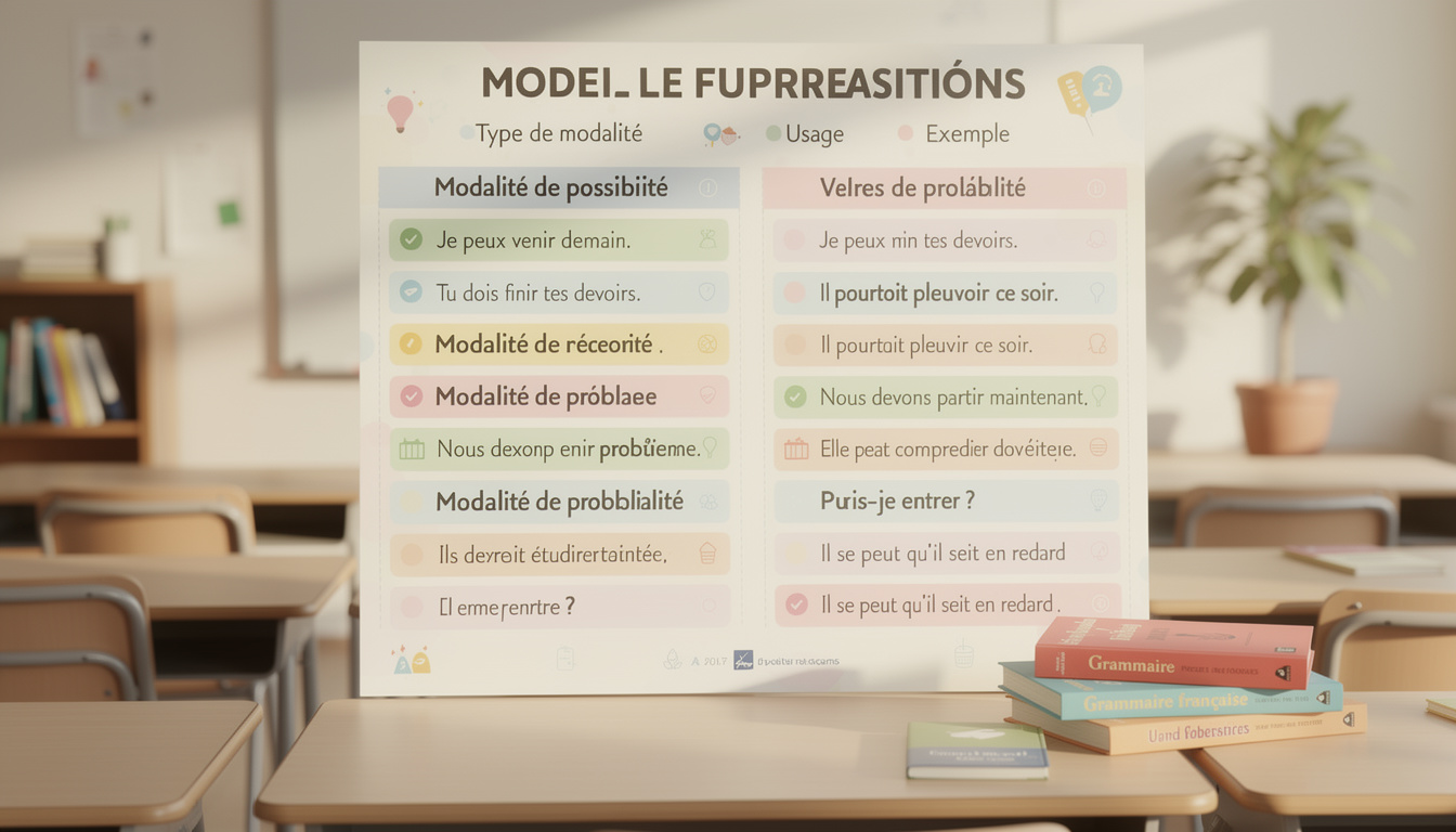 découvrez un tableau clair et complet des modalisateurs pour maîtriser les subtilités de la langue française et enrichir vos compétences linguistiques.