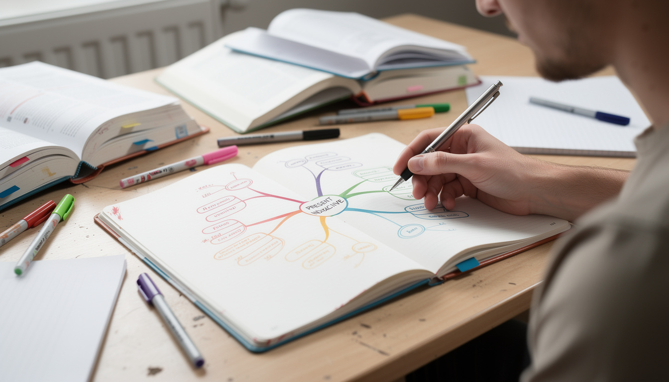 découvrez comment créer une carte mentale du présent de l'indicatif claire et visuelle pour faciliter l'apprentissage et la mémorisation.