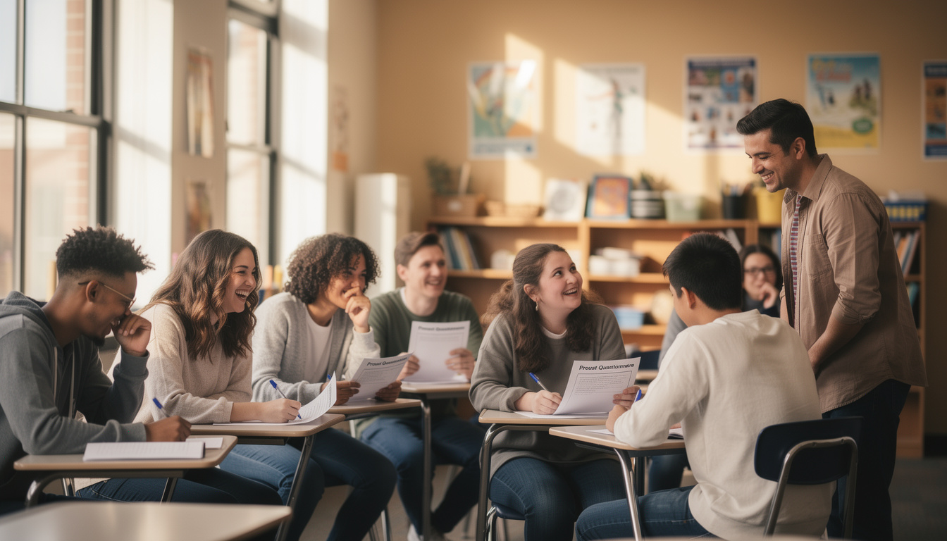 découvrez le questionnaire de proust adapté aux élèves, une activité ludique et conviviale pour briser la glace en classe et mieux se connaître.