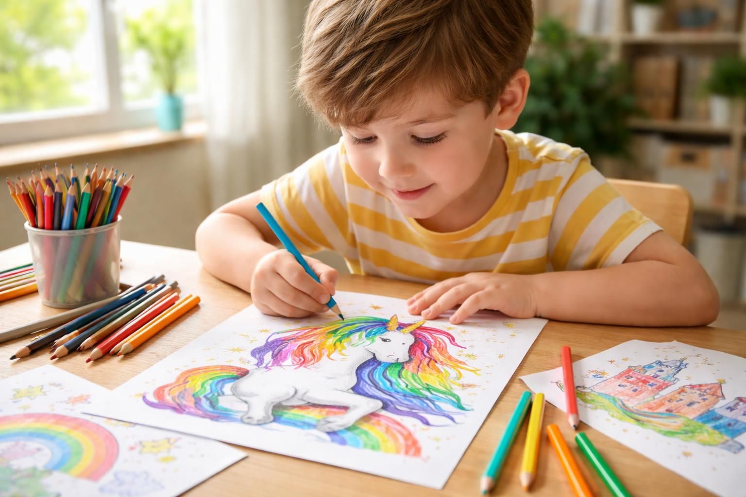 découvrez comment le coloriage d'une licorne arc-en-ciel peut éveiller la créativité des enfants et stimuler leur imagination de manière ludique et éducative.
